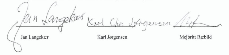 Bestyrelsesmedlemmernes underskrift